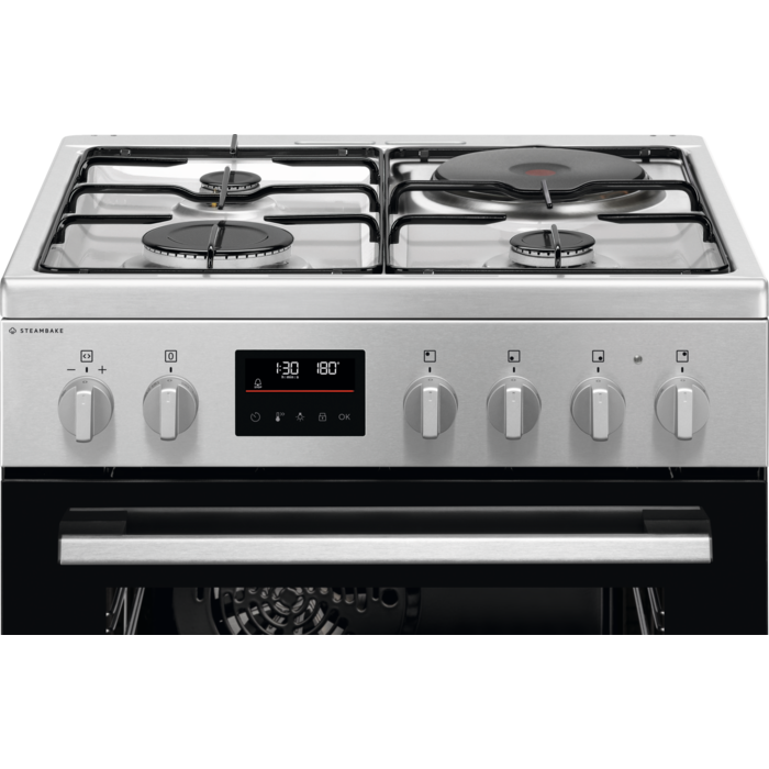 Cuisinière Mixte gaz/électrique 4 foyers 60x60 SteamBake